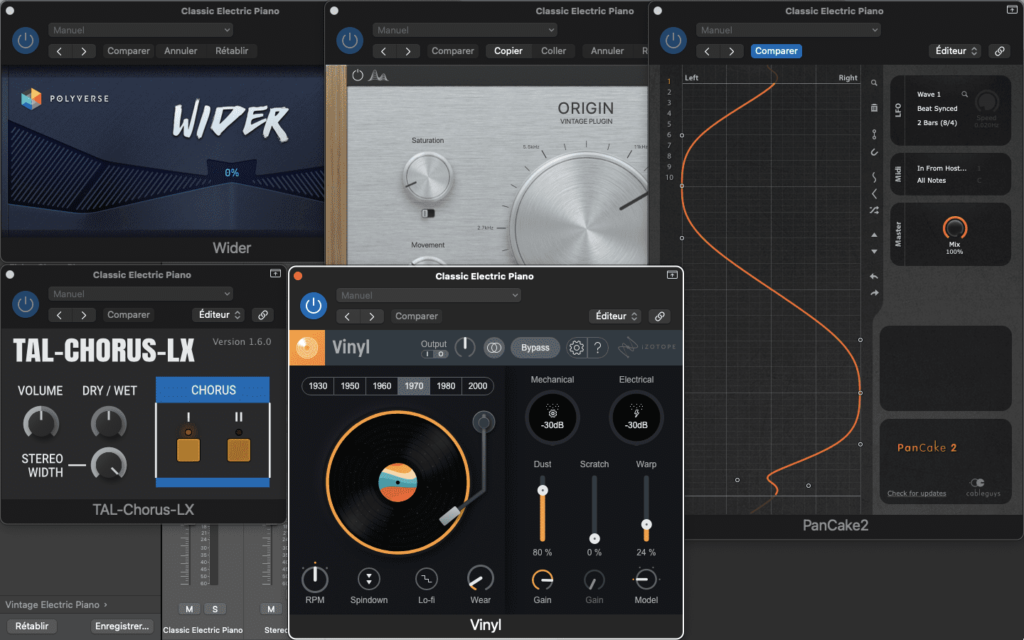 Les 5 meilleurs plugins gratuit : Vynil, Oriigin, Tal Chorus, Wider