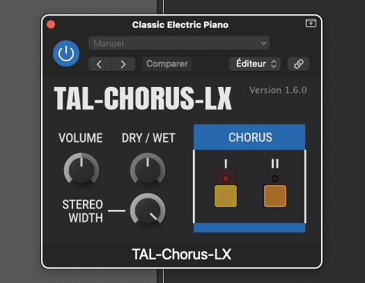 Tal chorus un magnifique plugin qui émule le chorus dans anciens synthétiseurs Juno 106